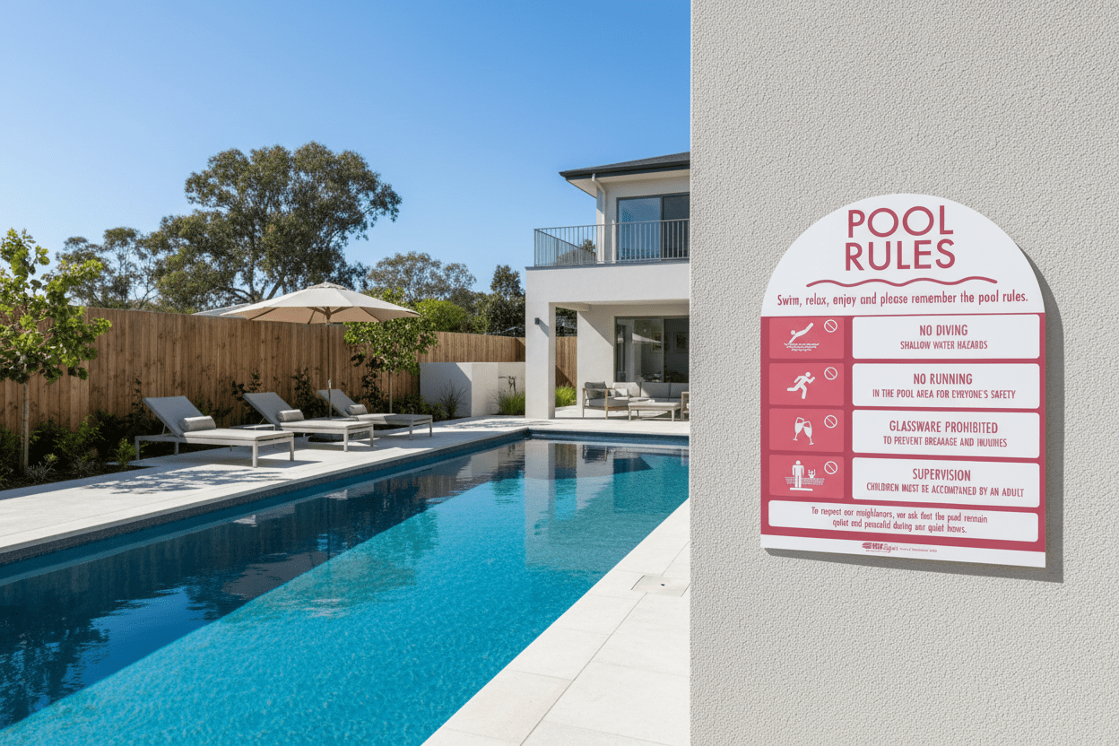 Pool Rules Sign Arch Rose - New Signs