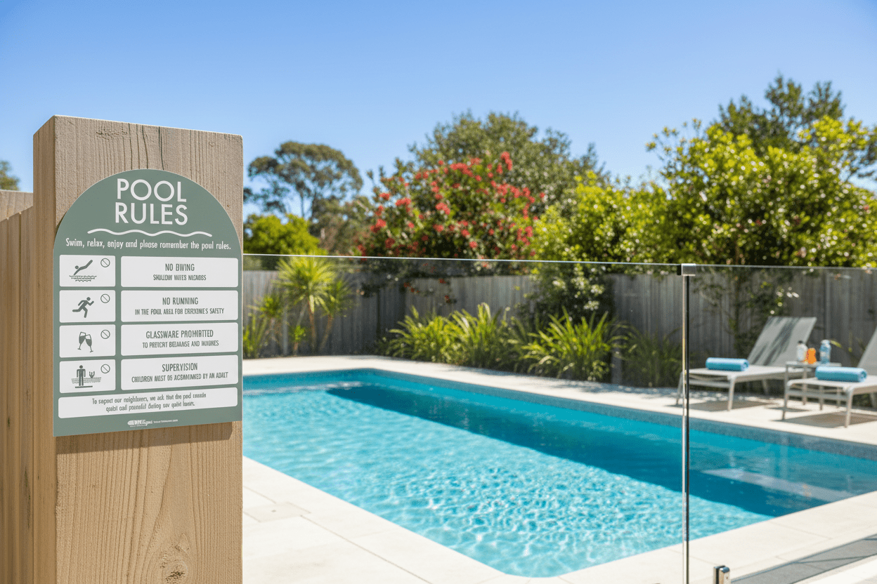Pool Rules Sign Arch Sage Background - New Signs