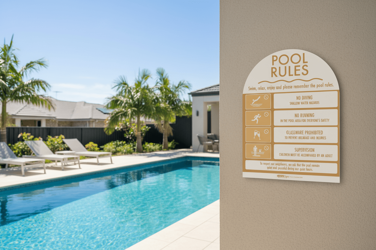 Pool Rules Sign Arch Sand - New Signs