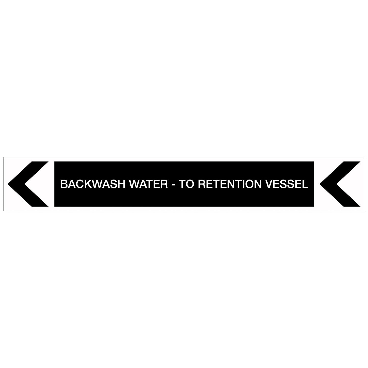 Pool/Spa - Backwash Water - To Retention Vessel (Left) - Pipe Marker Sticker - New Signs