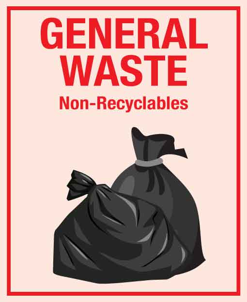 Premium General Waste Wheelie Bin Stickers - New Signs