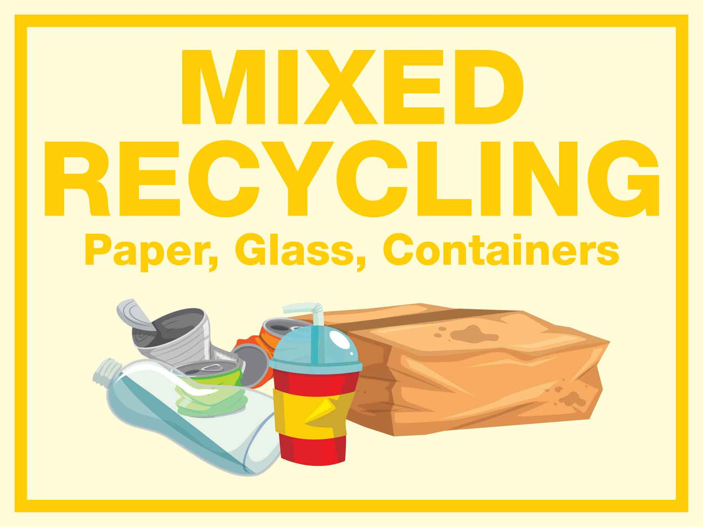 Premium Paper Recycling Large Bin Sticker - New Signs