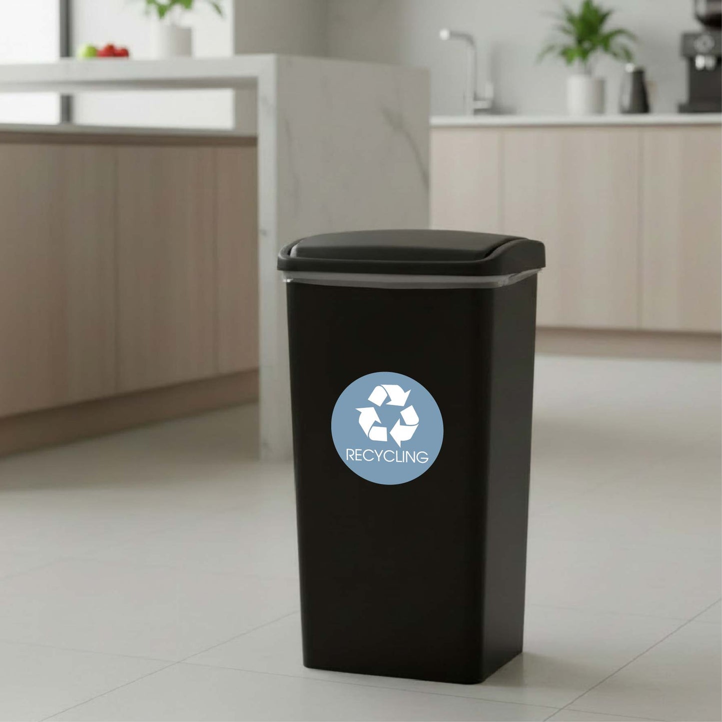 Recycling Ocean Background Circle Bin Sticker - New Signs