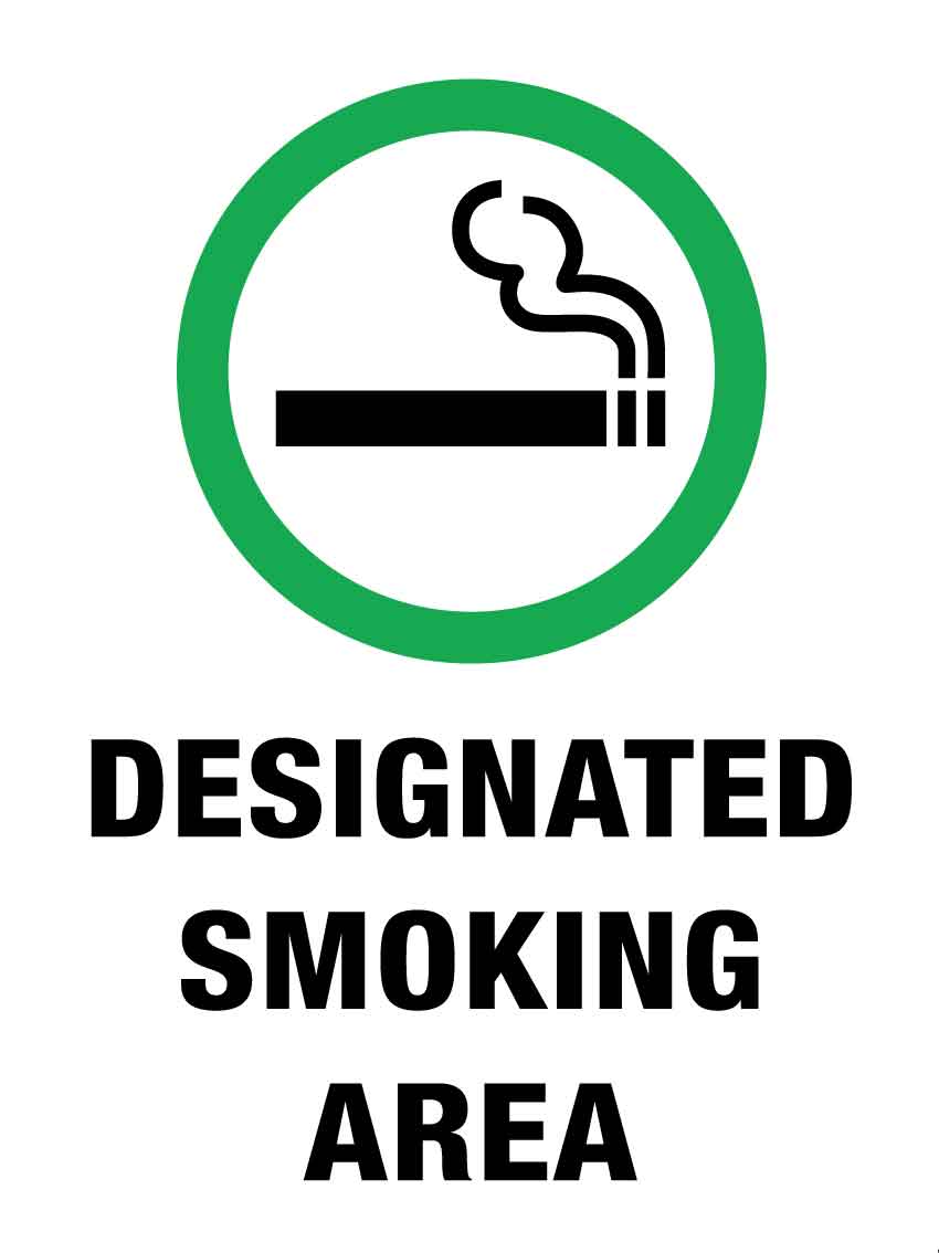 SF Designated Smoking Area Sign 300mm x 400mm - New Signs