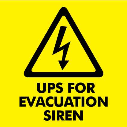 SF UPS for Evacuation Siren Sign 150mm x 150mm - New Signs