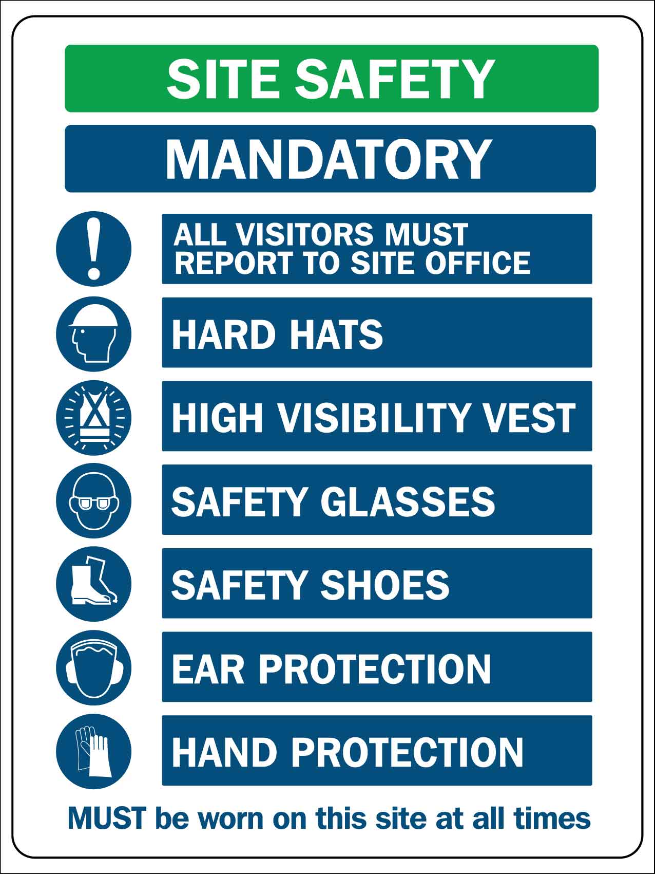 Site Safety Mandatory Sign - New Signs