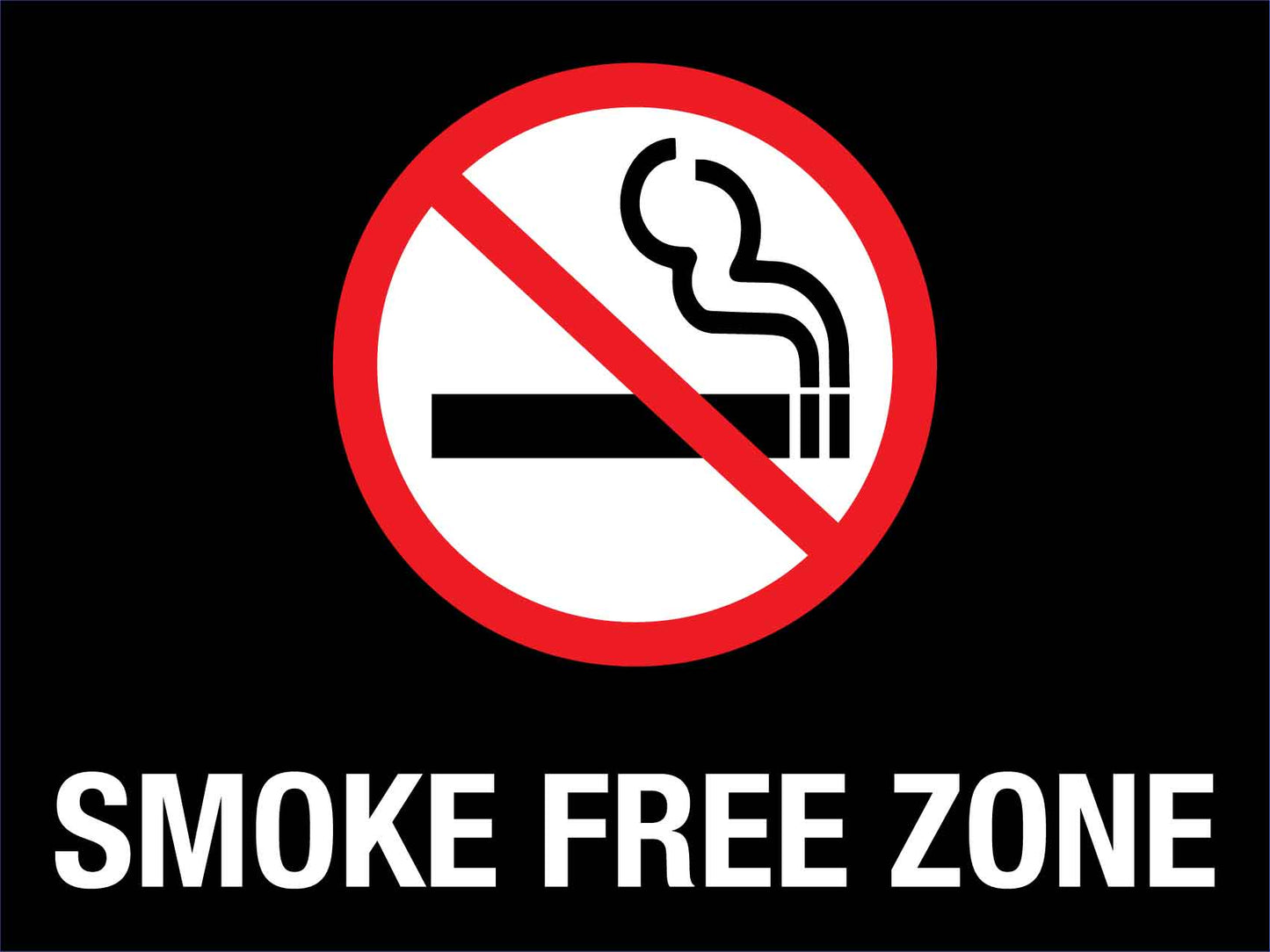 Smoke Free Zone Black Sign - New Signs