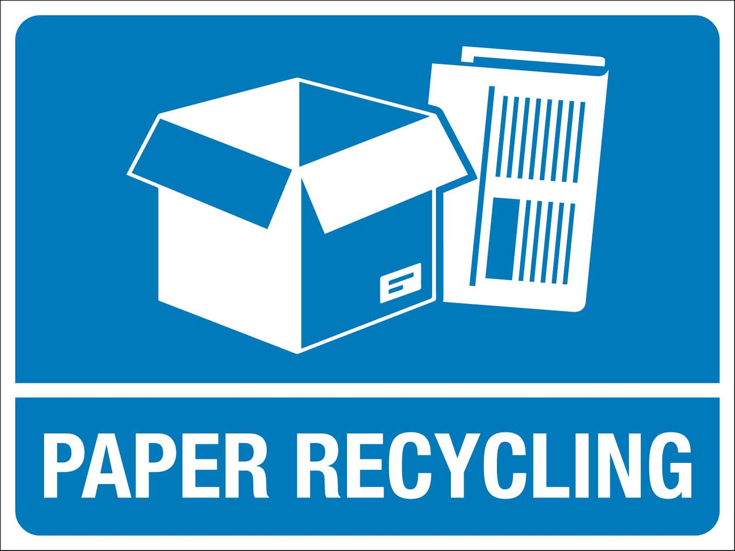 Standard Paper Recycling Large Bin Sticker - New Signs