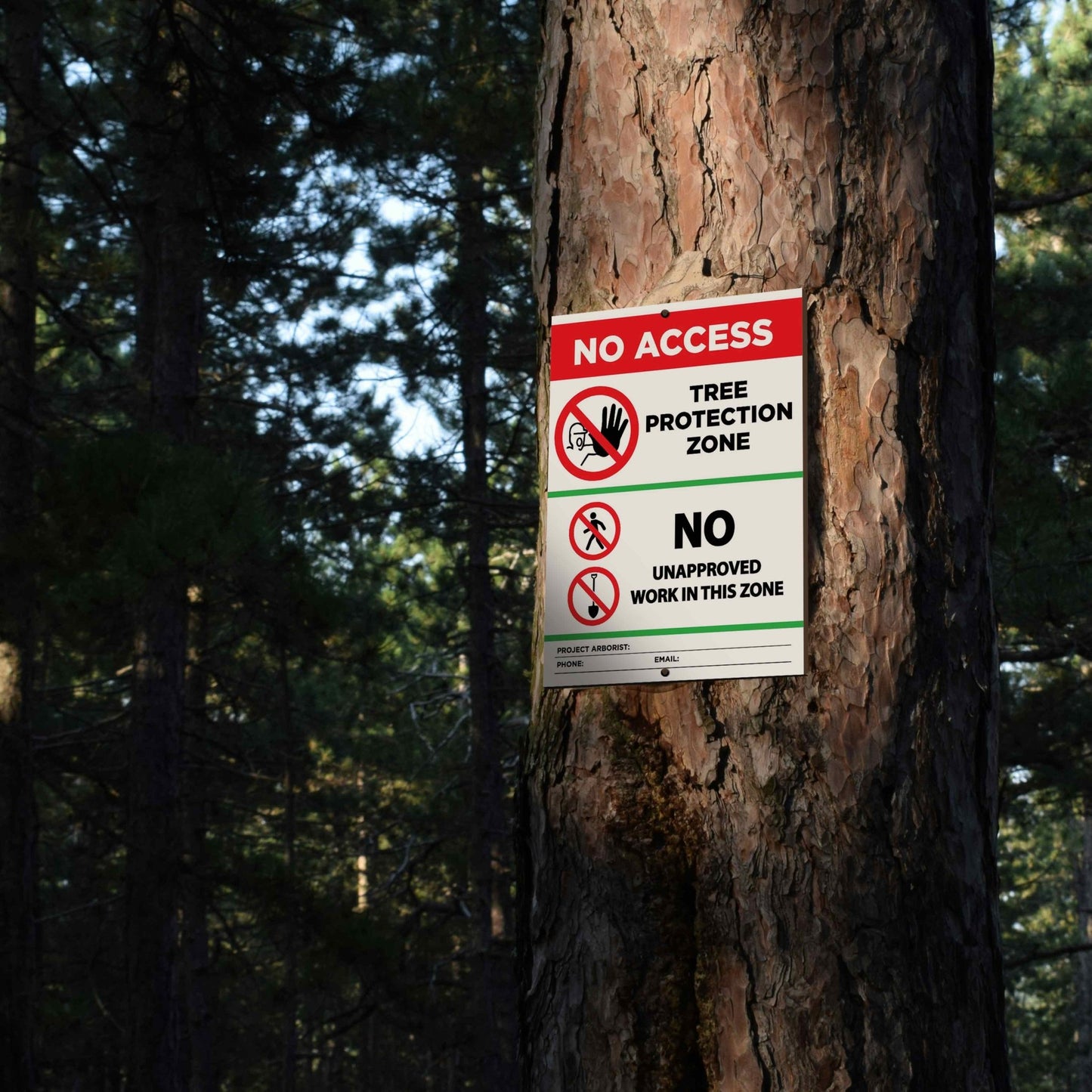 Tree Protection Zone No Access Custom Red Sign - New Signs