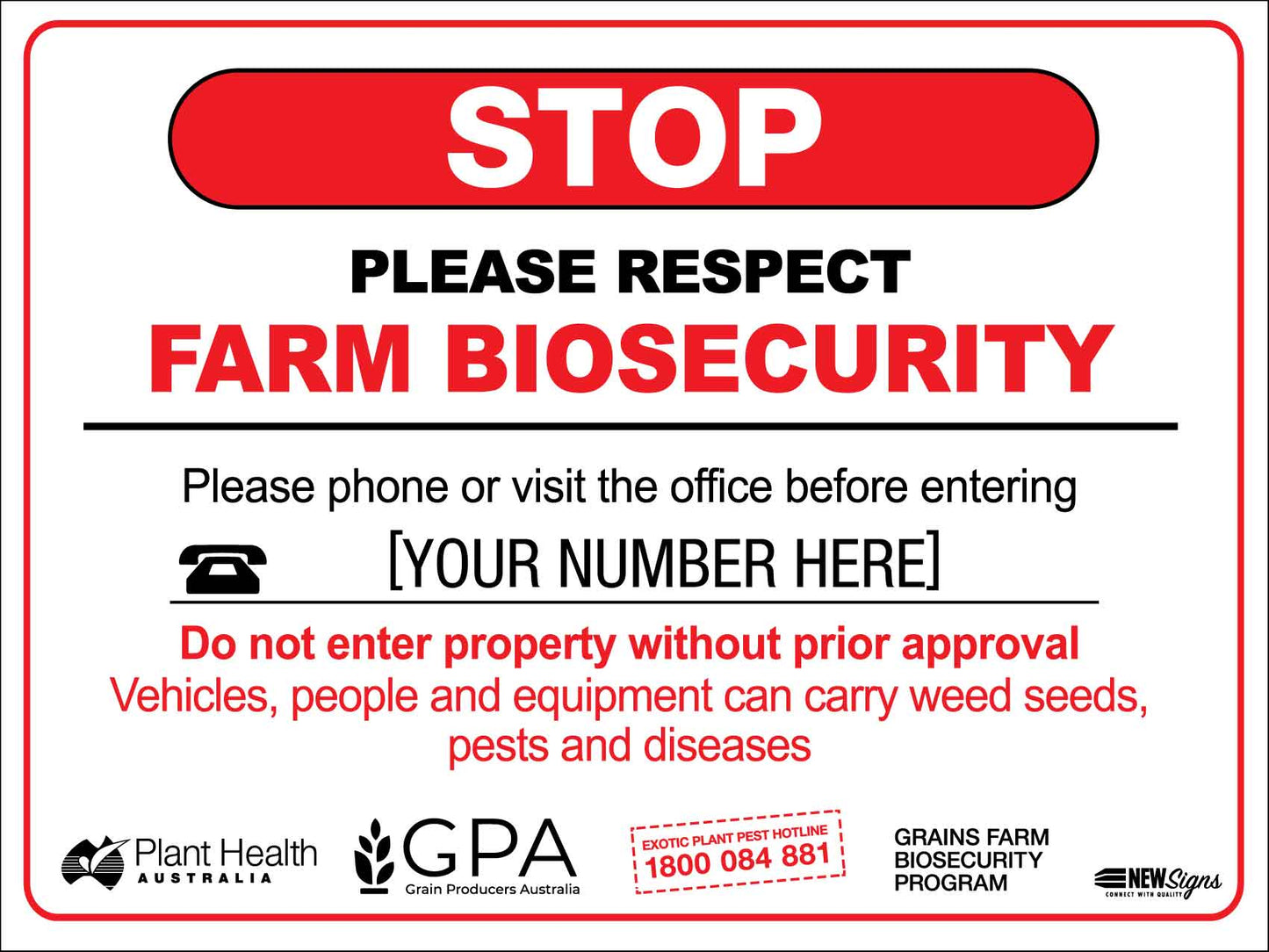 Visitors Farm Biosecurity Logos Sign - New Signs