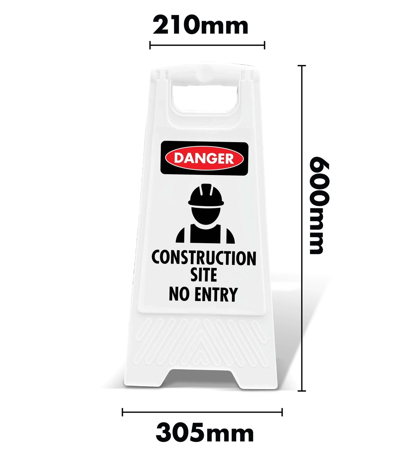 White A - Frame - Danger Construction Site No Entry - New Signs