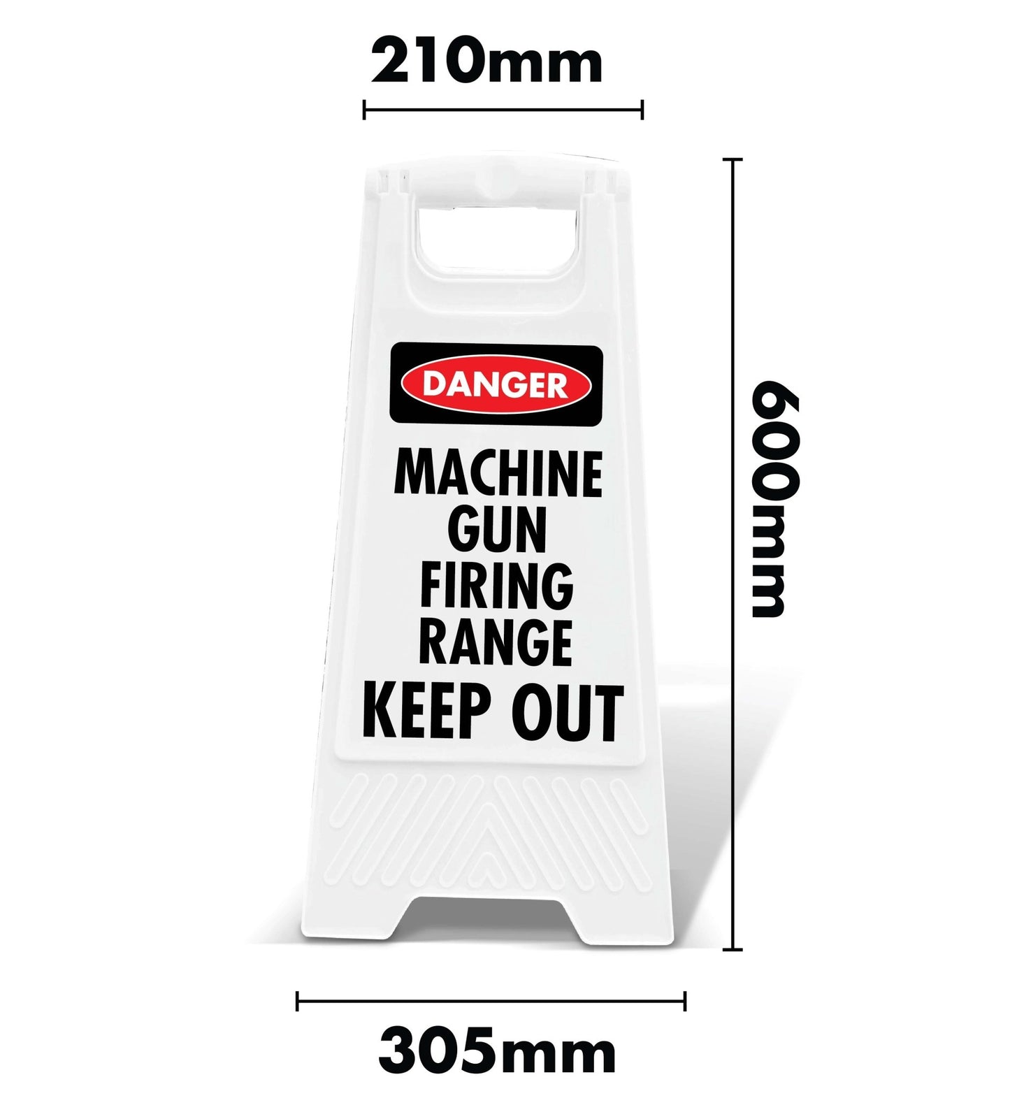 White A - Frame - Danger Machine Gun Firing Range Keep Out - New Signs