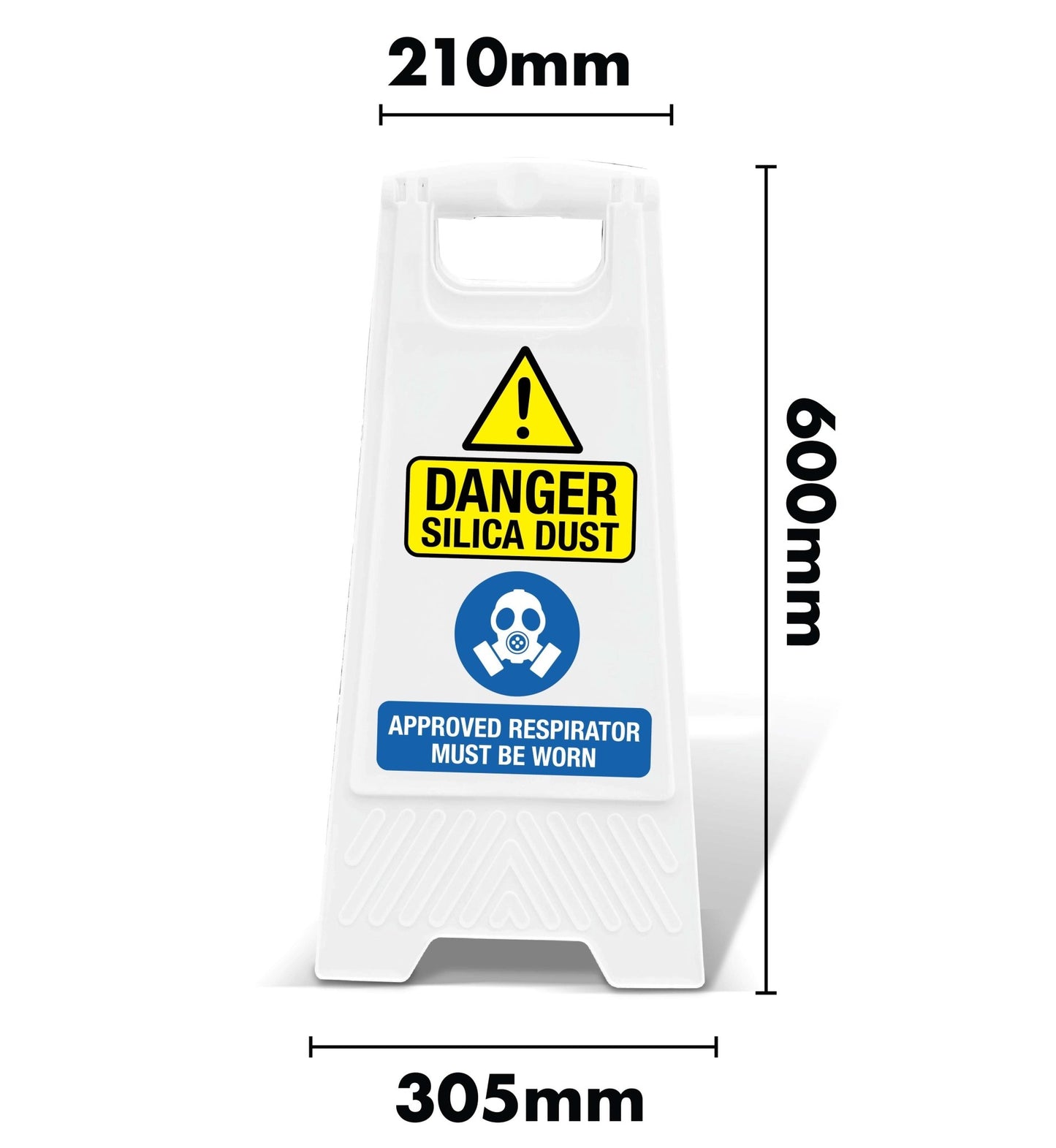 White A - Frame - Danger Silica Dust Approved Respirator - New Signs