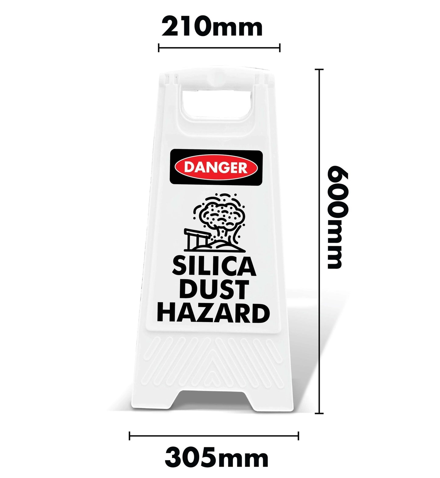 White A - Frame - Danger Silica Dust Hazard - New Signs