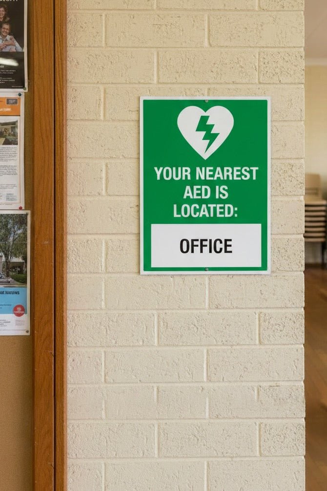 Your Nearest AED Is Located Sign - New Signs