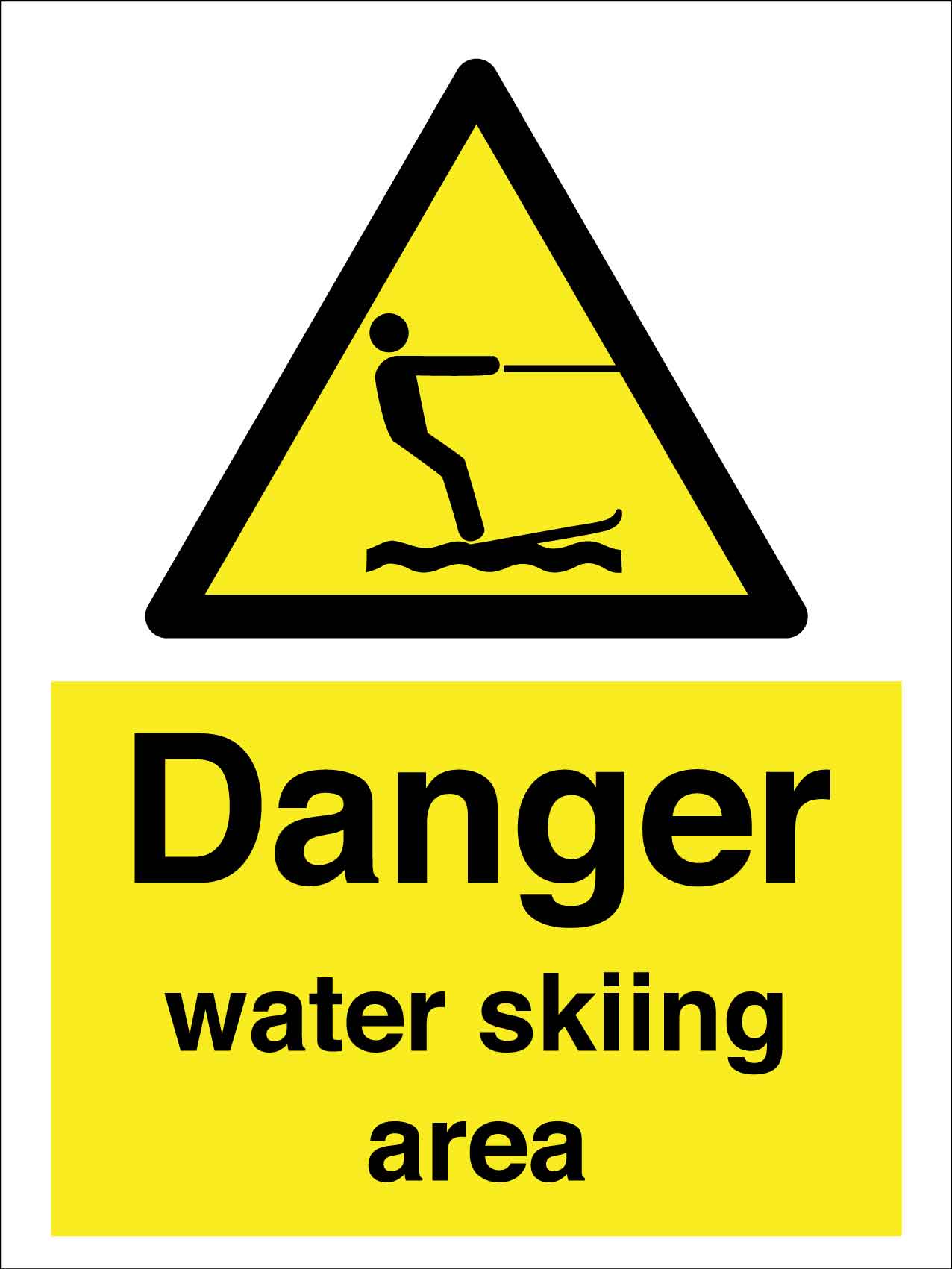 Caution Danger Water Skiing Area Sign