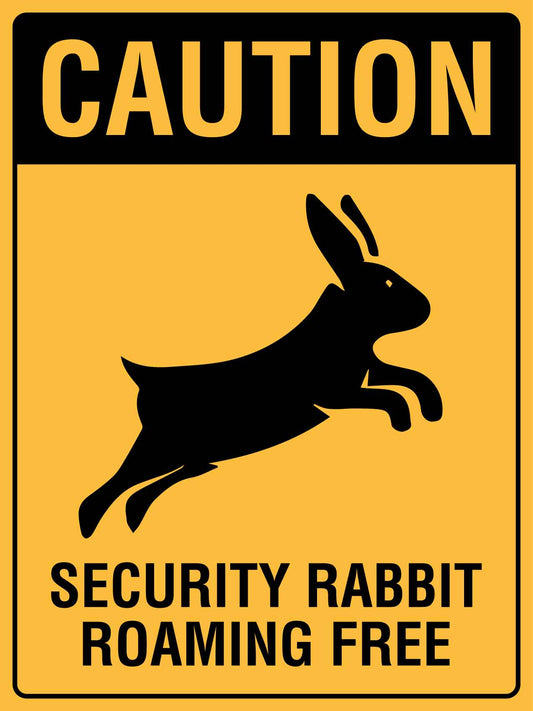 Caution Security Rabbit Raoming Free Sign