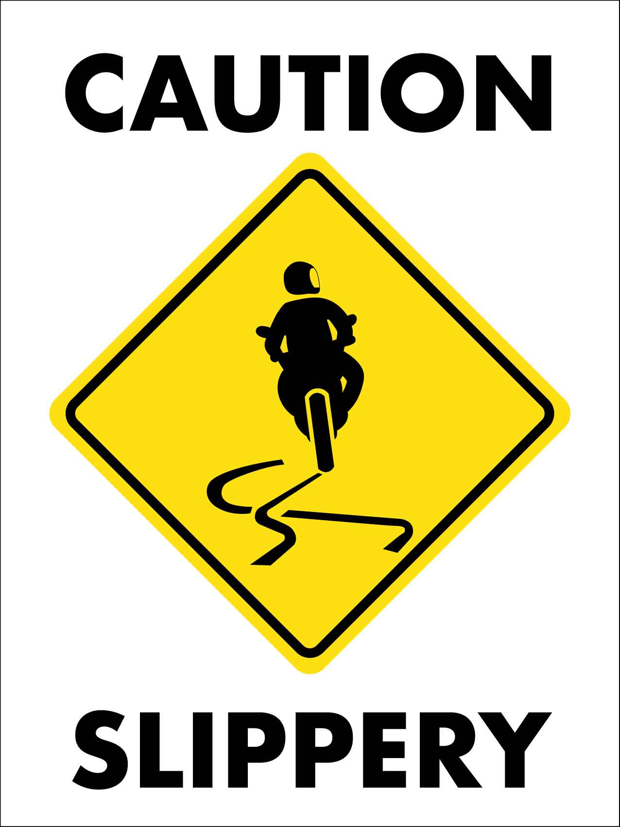 Caution Slippery for Motorcycles Sign