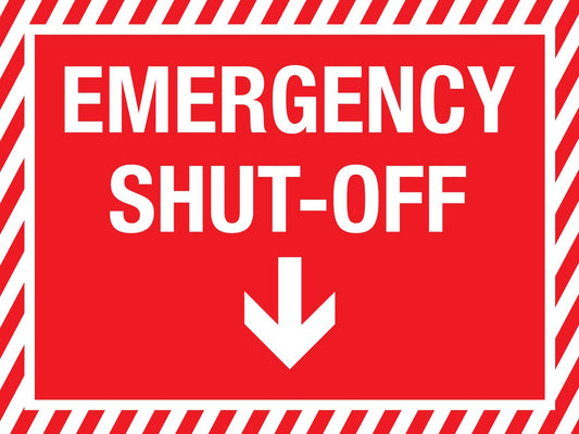 Emergency Shut Off Arrow Sign