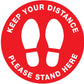 Keep Your Distance Please Stand Here Floor Sticker - Anti Slip