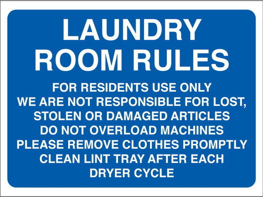 Laundry Room Rules 1 Sign