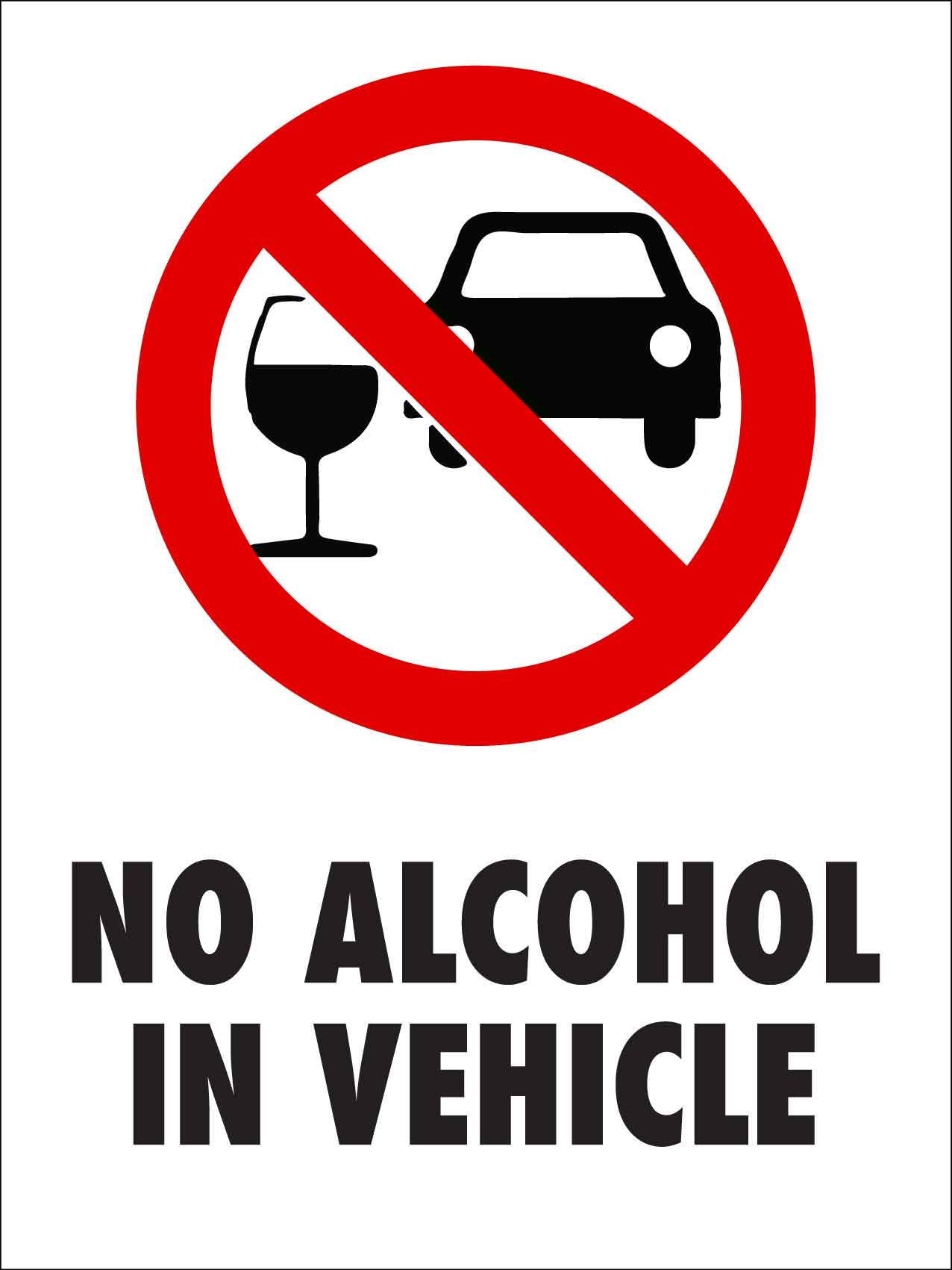 No Alcohol in Vehicle Sign