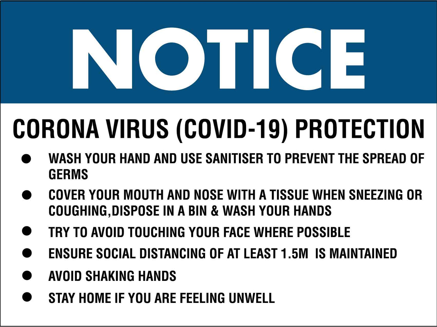 Notice-Coronavirus-Prevention Sign