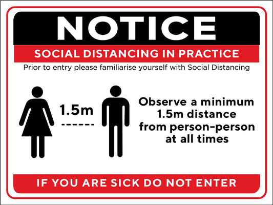 Notice Social Distancing Practice Sign