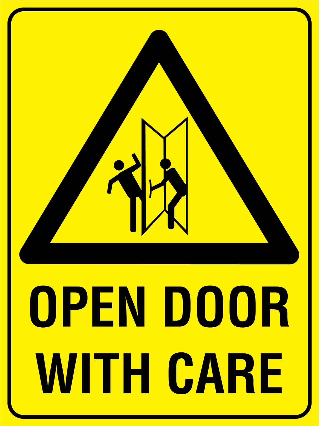 Open Door With Care Sign