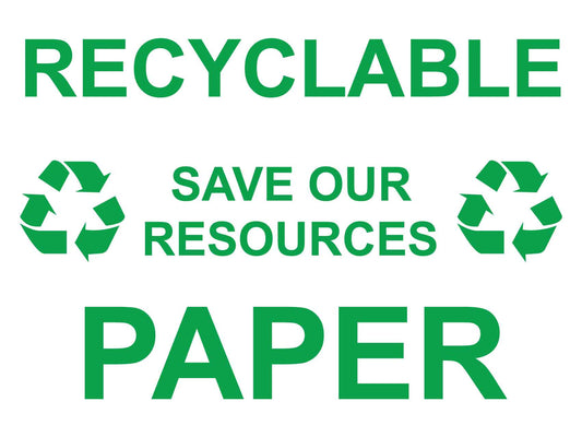 Recyclables Save Our Resources Paper Sign