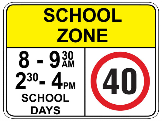 School Zone 40km Sign