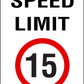 Speed Limit 15km Sign