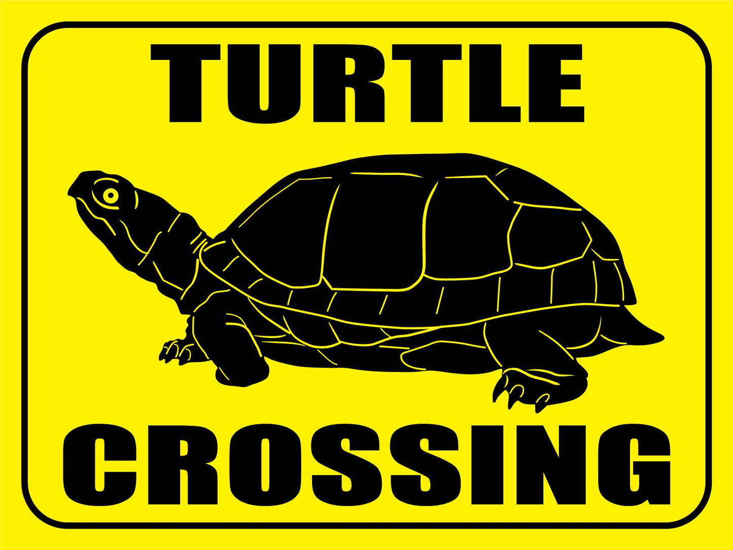 Turtle Crossing Bright Yellow Sign