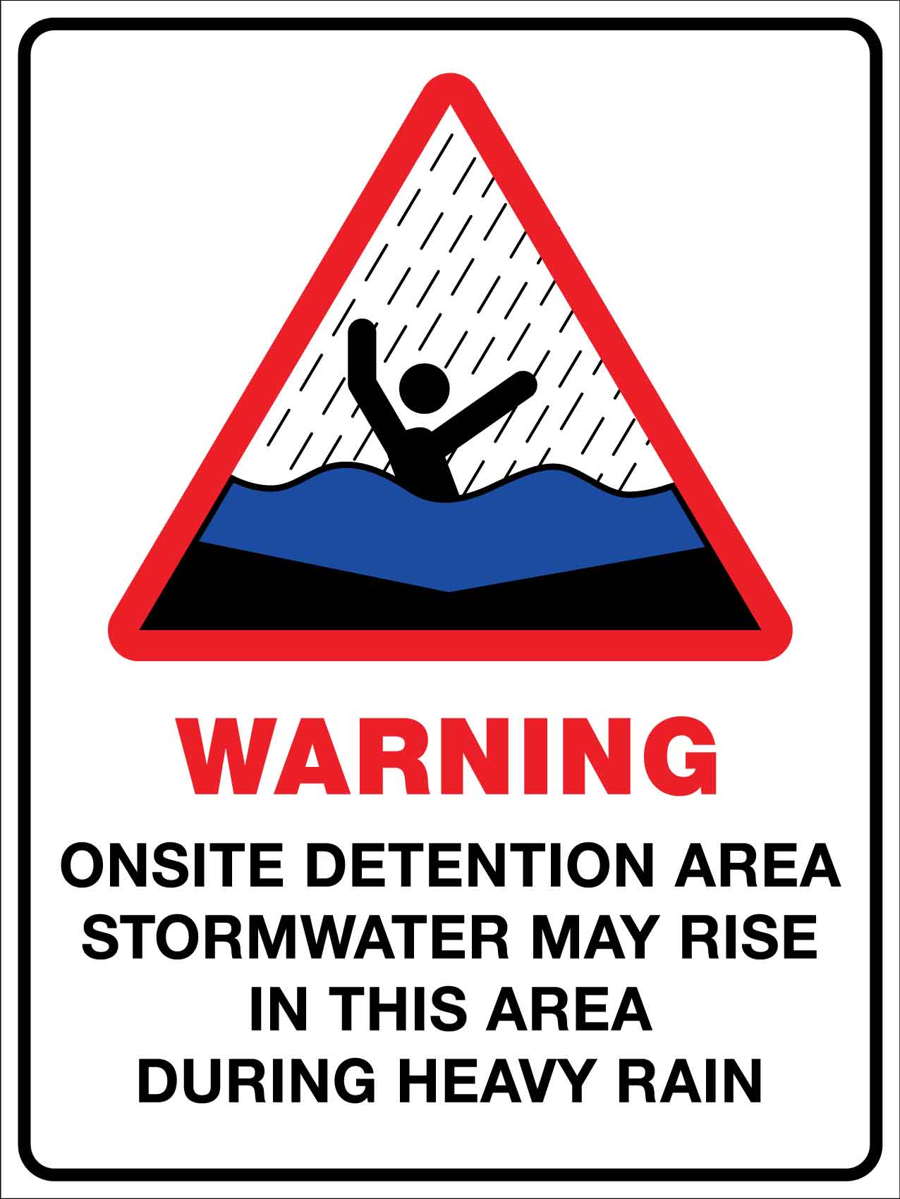 Warning Onsite Detention Area Sign