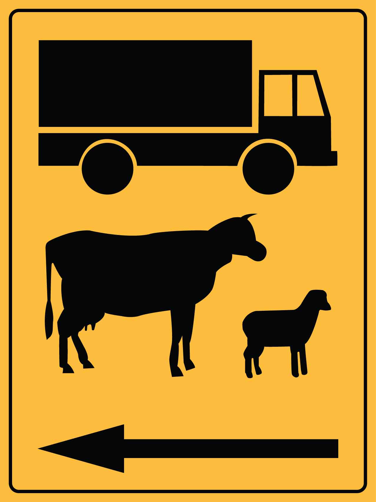 Cattle Trucks Symbol (Arrow Left) Sign - New Signs