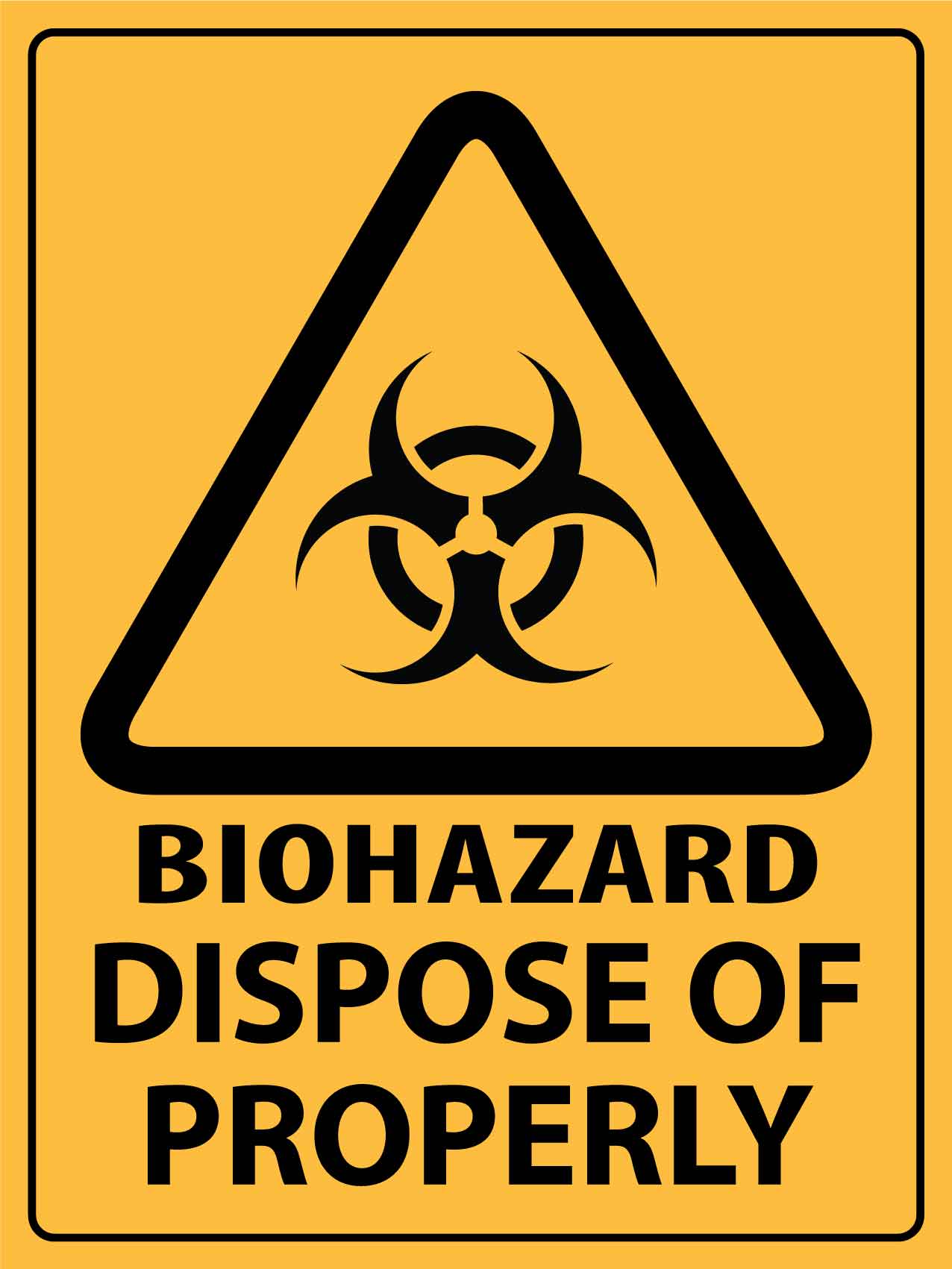 Caution Biohazard Dispose of Properly Sign - New Signs