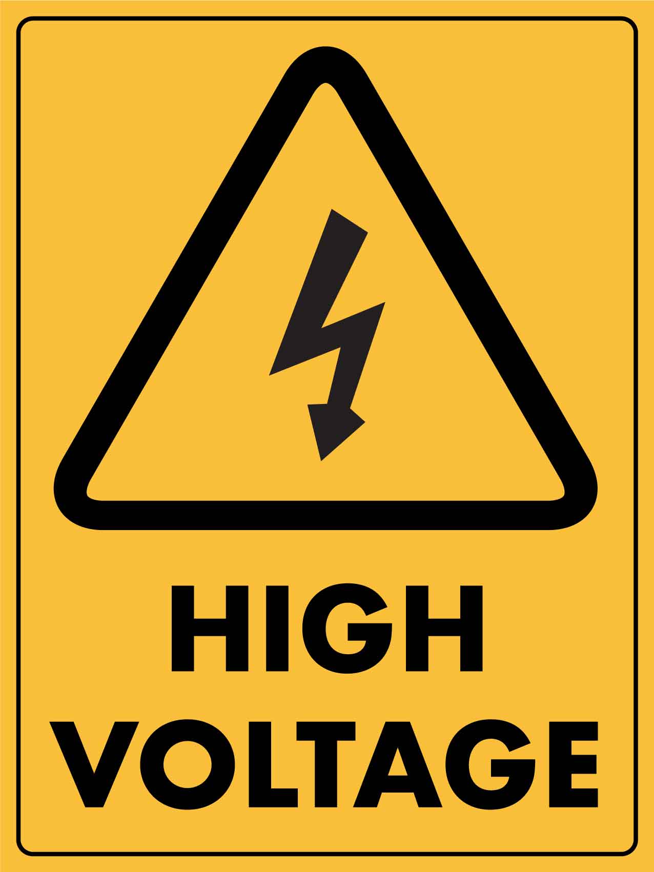 Caution High Voltage Sign - New Signs