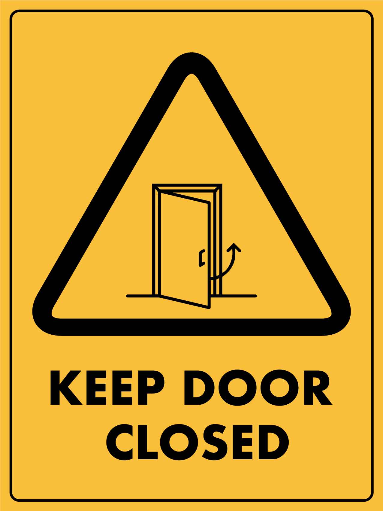 Caution Keep Door Closed Sign - New Signs