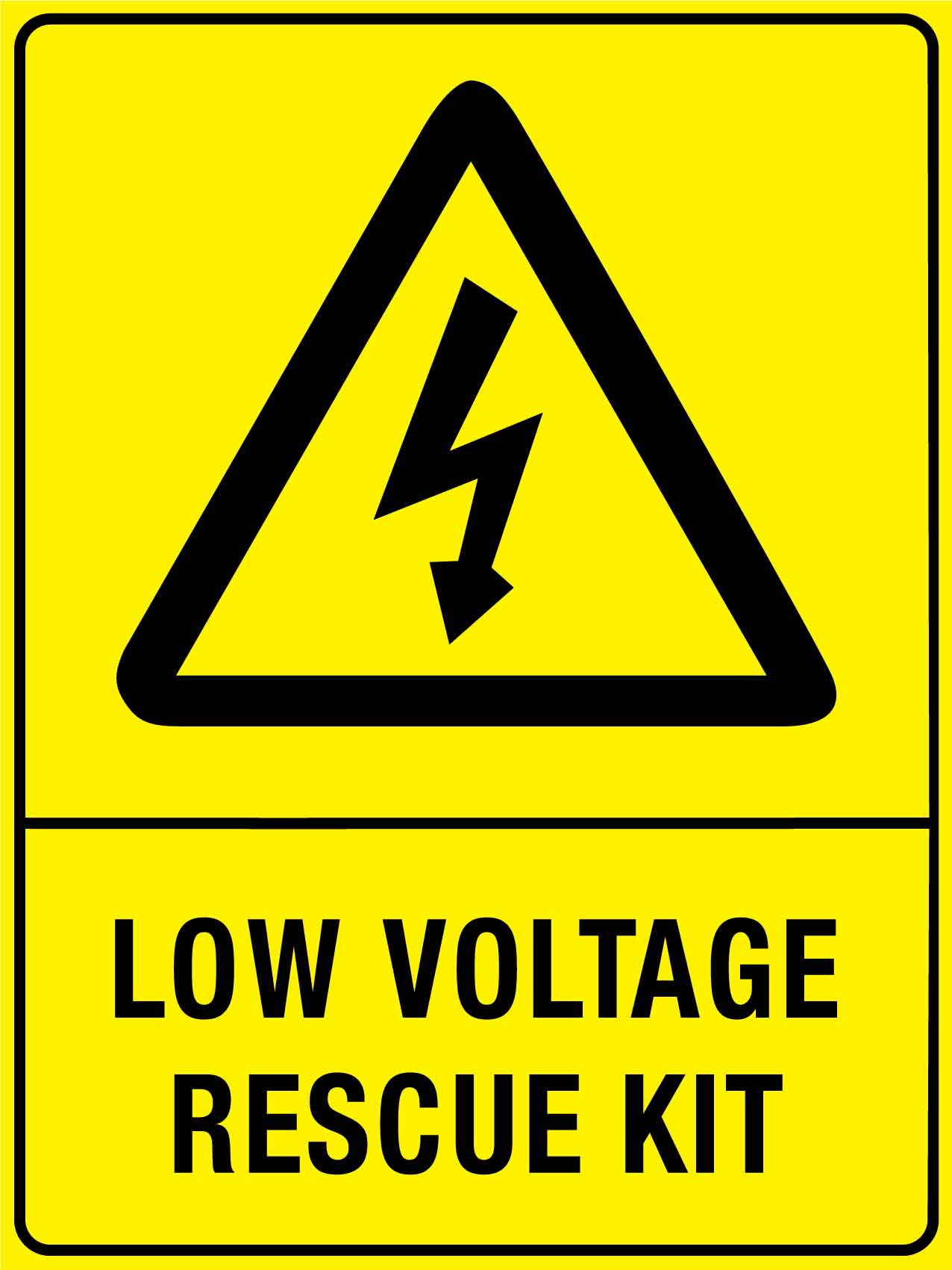 Caution Low Voltage Rescue Kit Sign - New Signs
