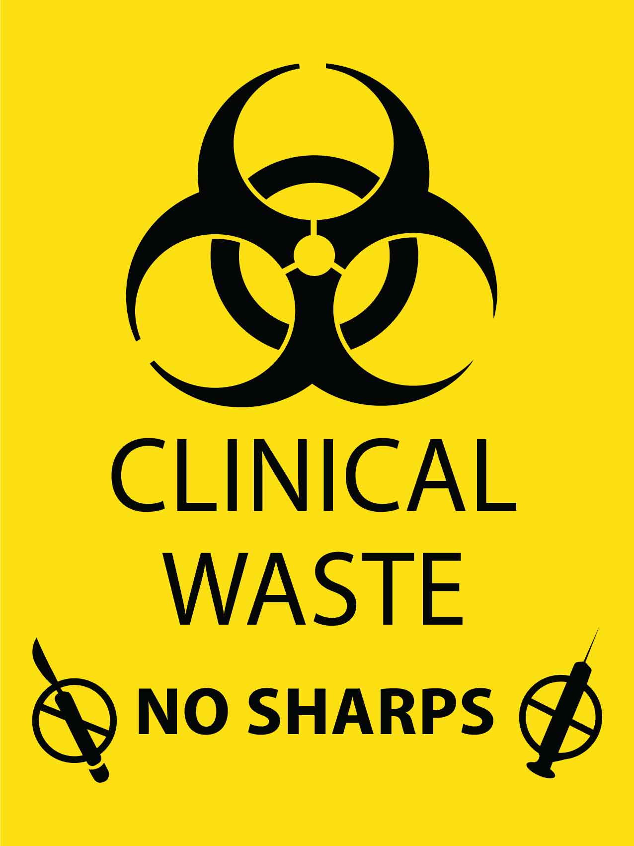 Clinical Waste No Sharps Sign - New Signs