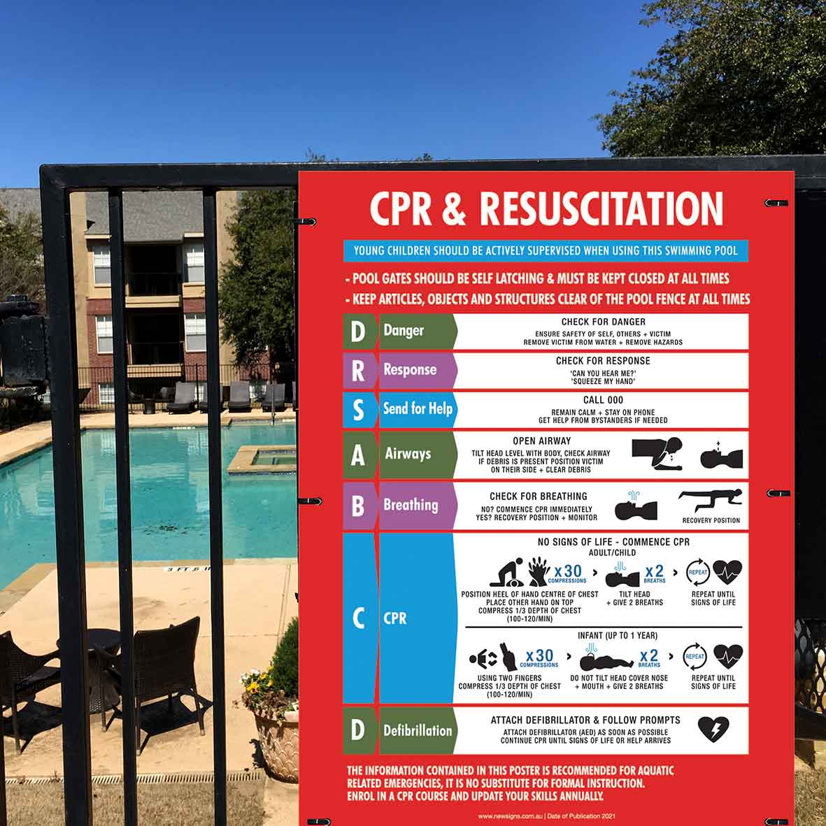 CPR Resuscitation Guide 1 Sign - New Signs