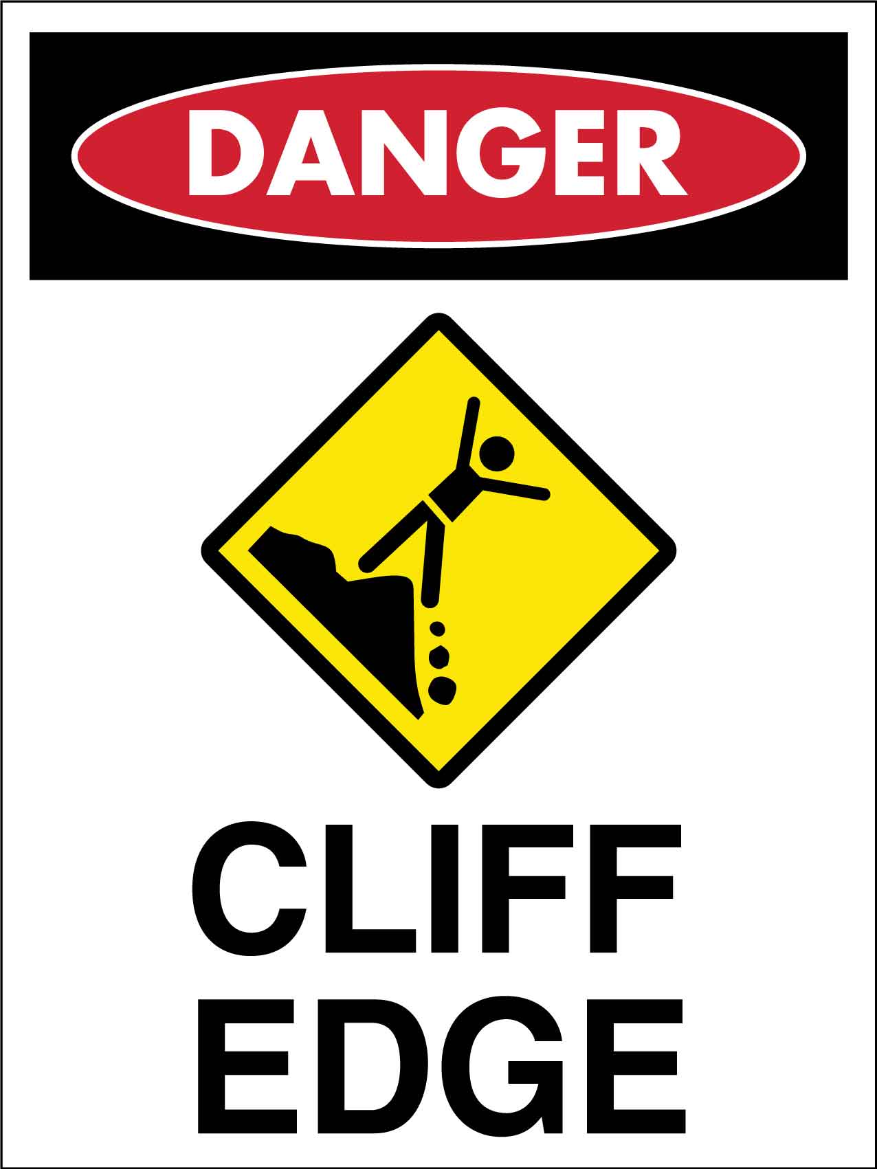 Danger Cliff Edge Sign - New Signs