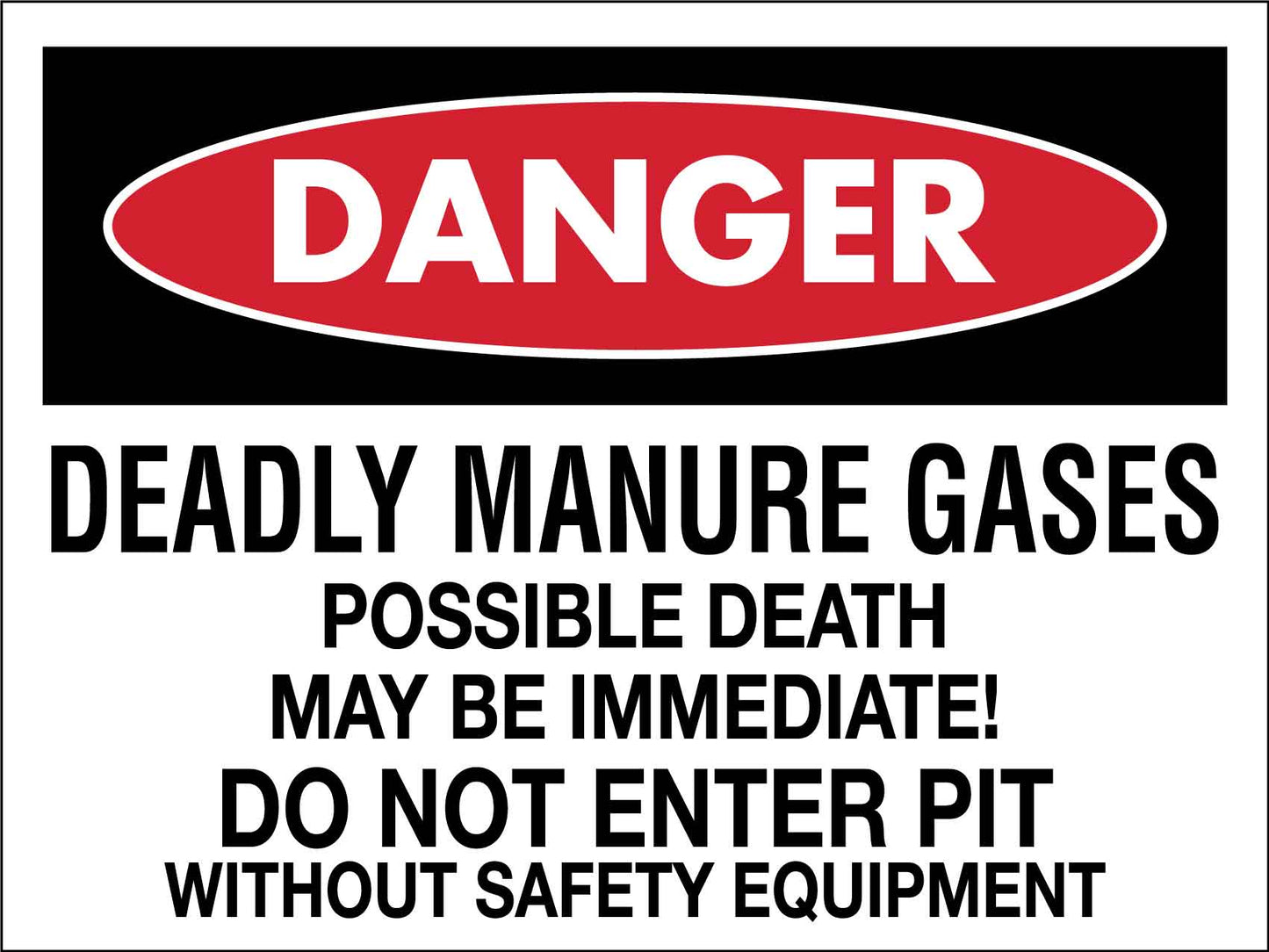 Danger Deadly Manure Gases Sign - New Signs