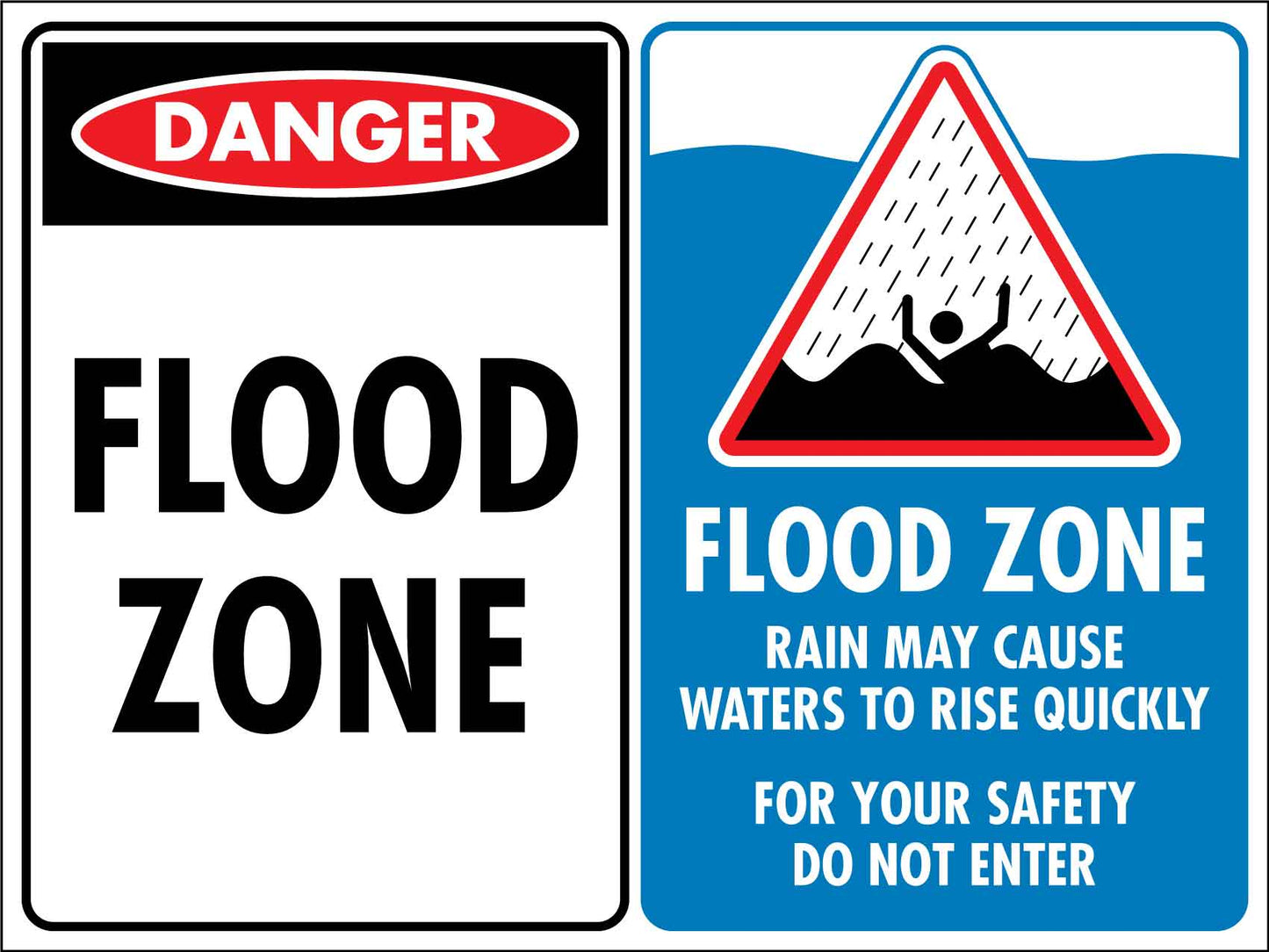 Danger Flood Zone Sign - New Signs