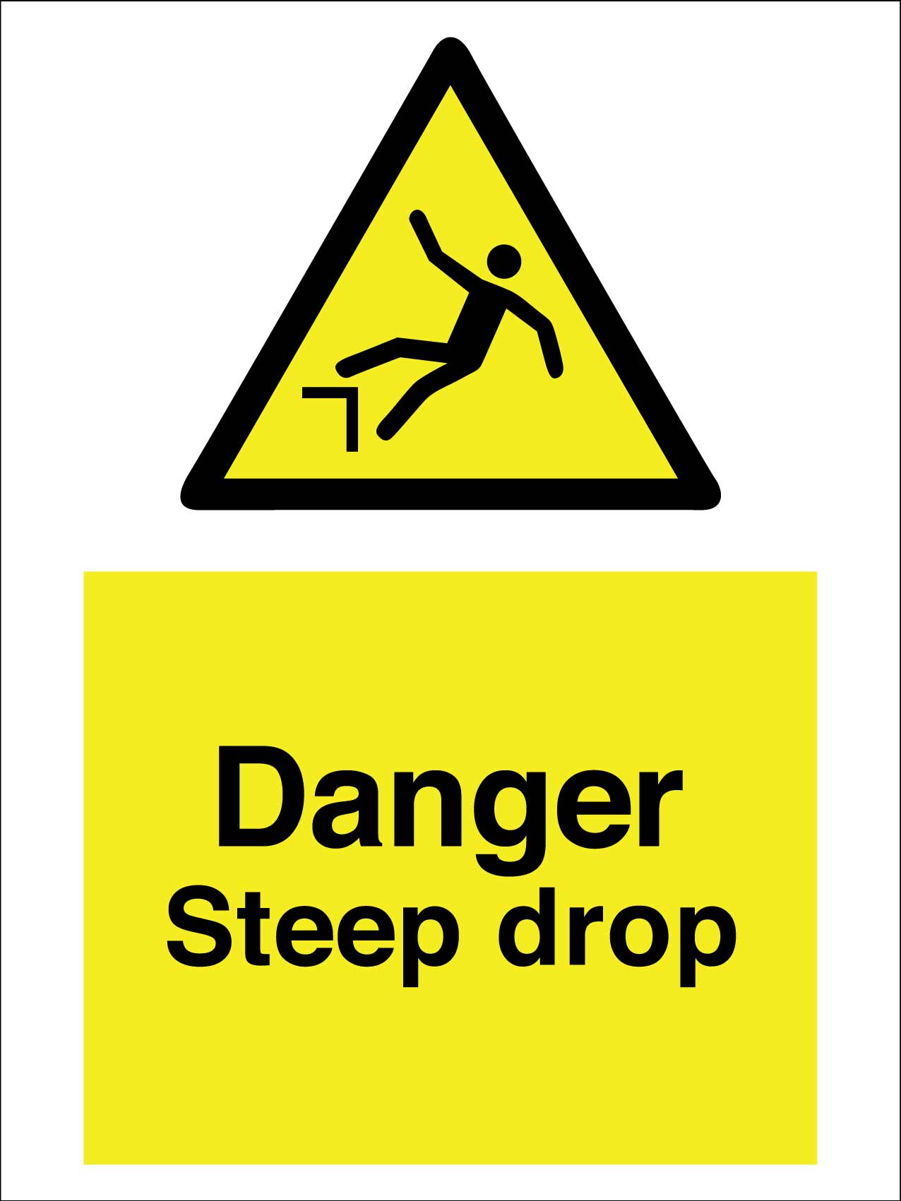 Danger Steep Drop Sign - New Signs