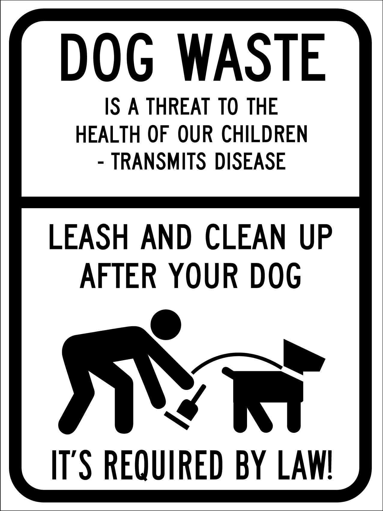 Dog Waste Rules Sign - New Signs
