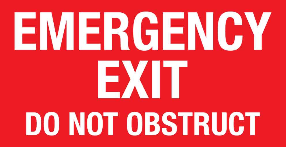 Emergency Exit Do Not Obstruct Small Sign - New Signs
