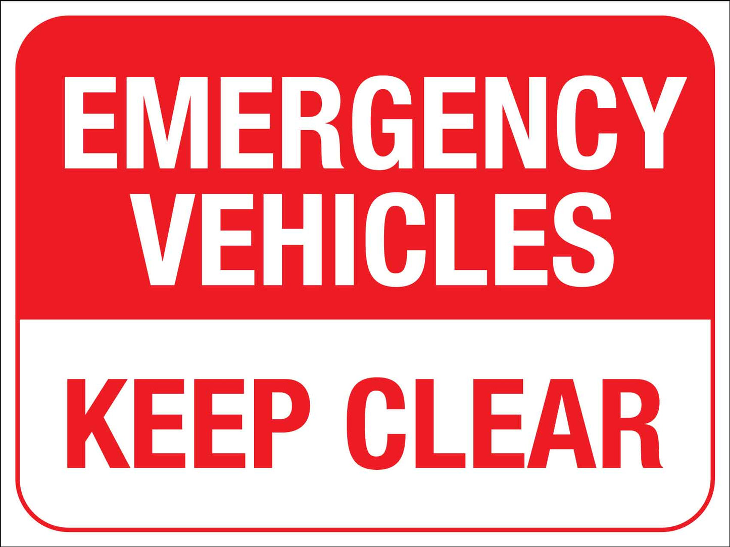 Emergency Vehicles Keep Clear Sign - New Signs