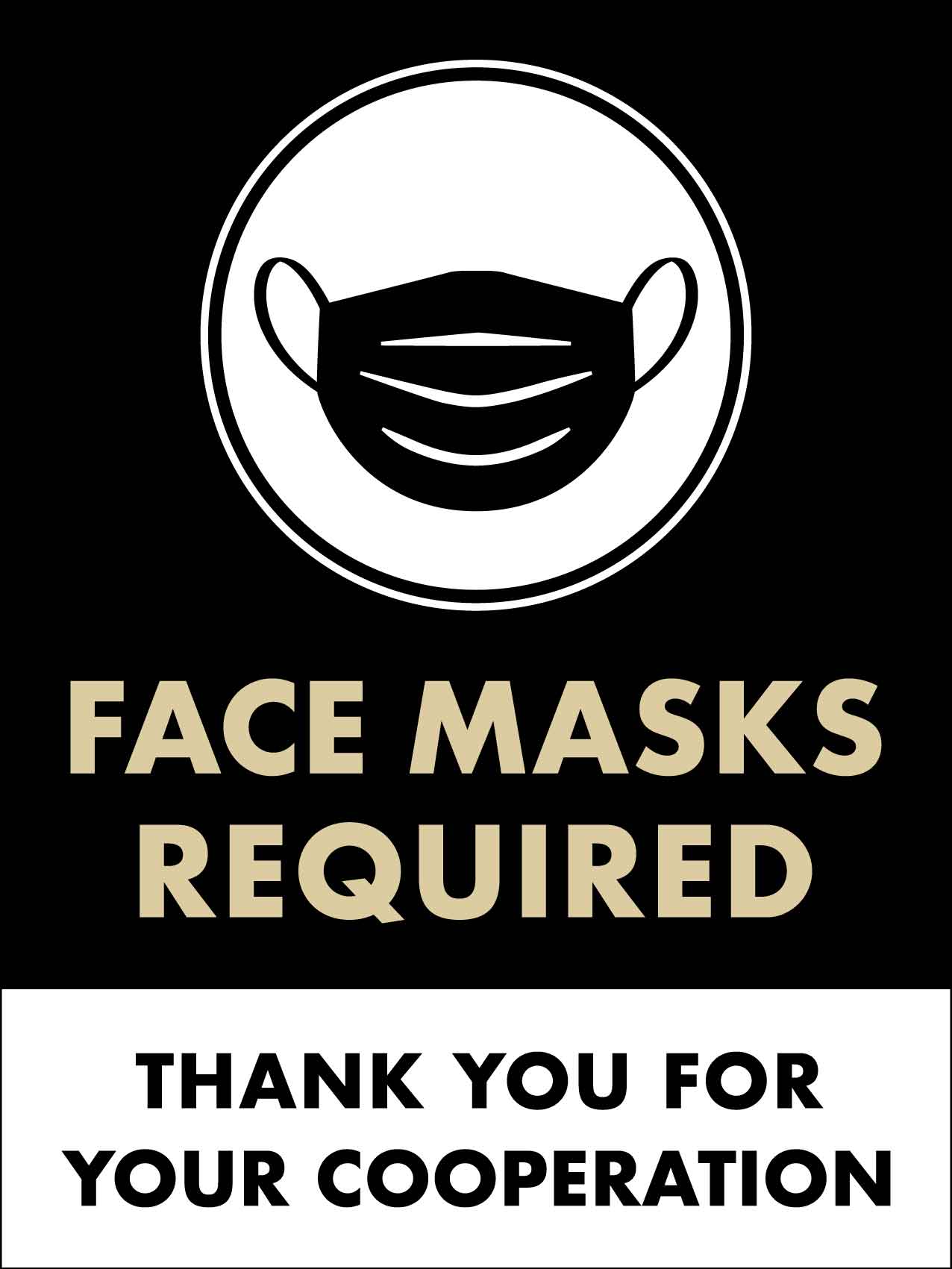 Face Masks Required Thank You Black Sign - New Signs