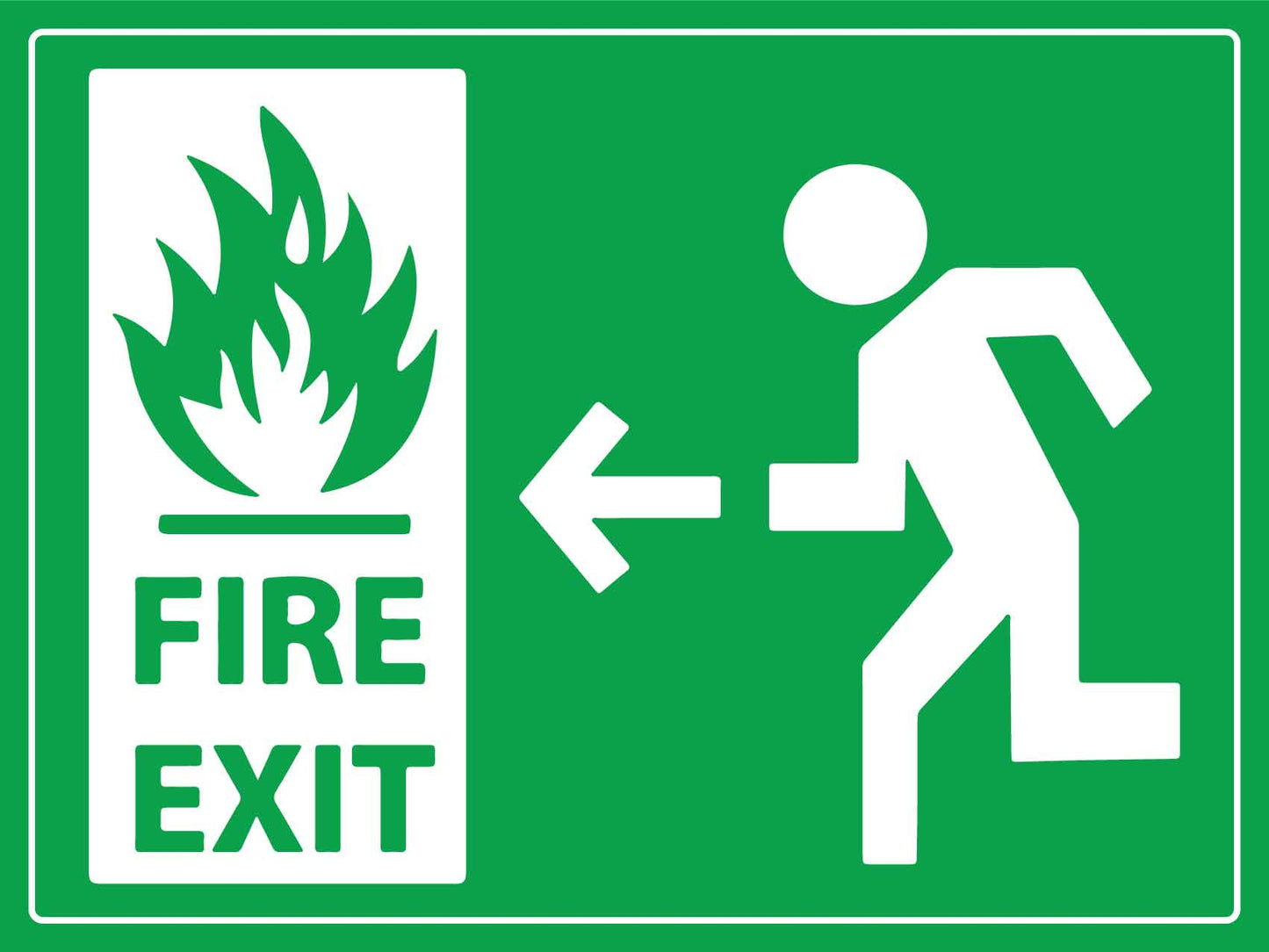 Fire Exit Running Man (Left Arrow) Sign - New Signs